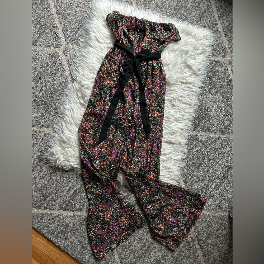Sheer multicolored floral jumpsuit